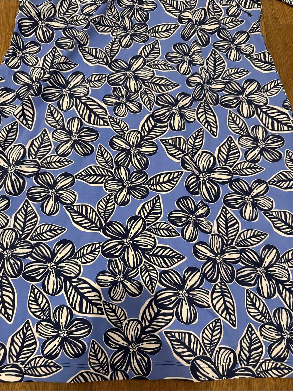Katherine Way Tropical Blue Floral Polo Dress - L - Picture 2 of 5
